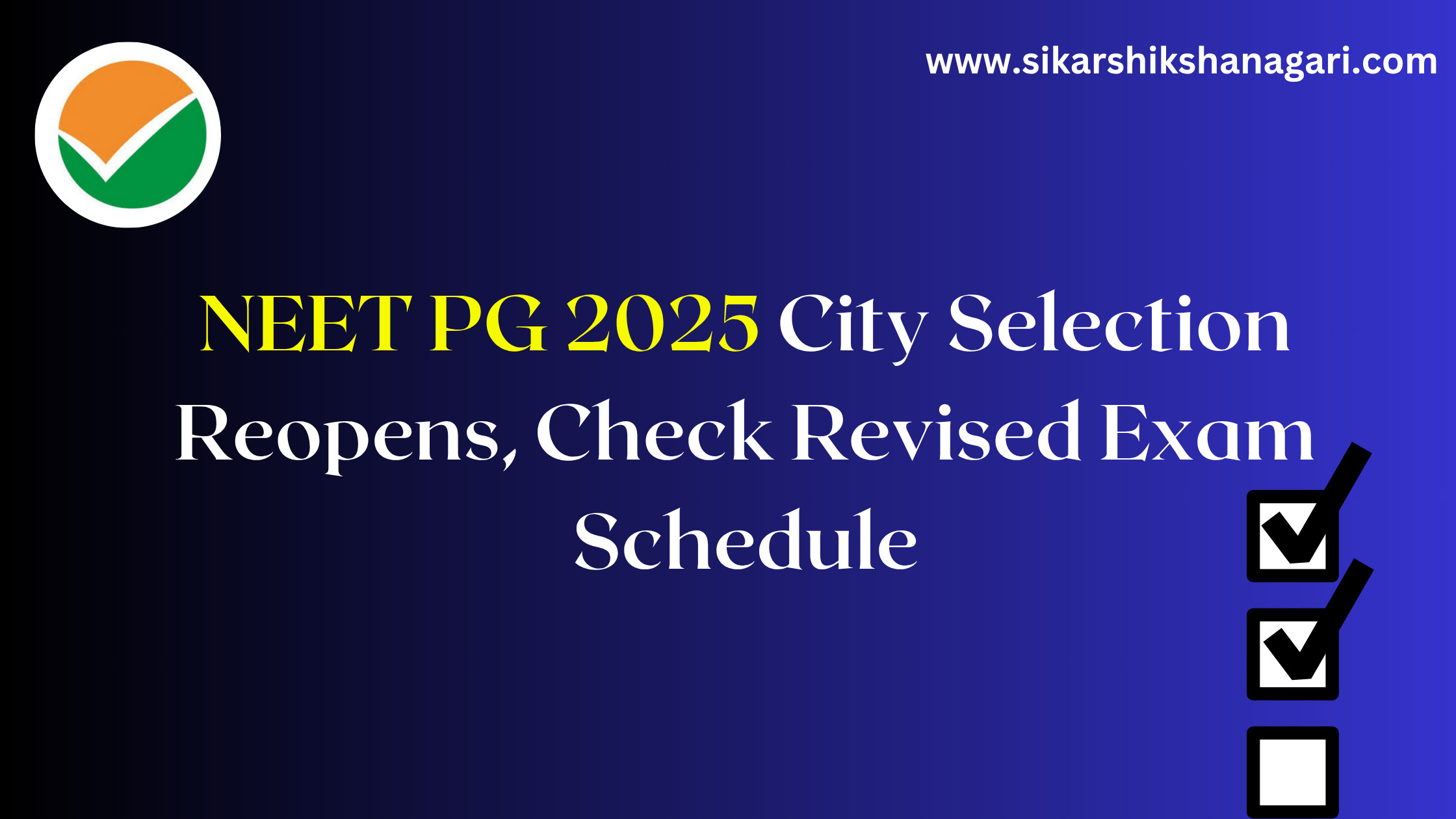 NEET PG 2025 City Selection